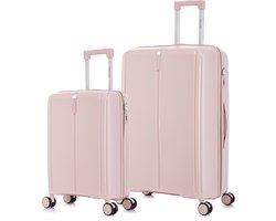 TRAVELERZ - Valencia - 2 Delig kofferset - Handbagage 42L & Grote koffer 97L - Polypropyleen - Harde schaal - Cijferslot - Lichtgewicht - Flexibel - Roze