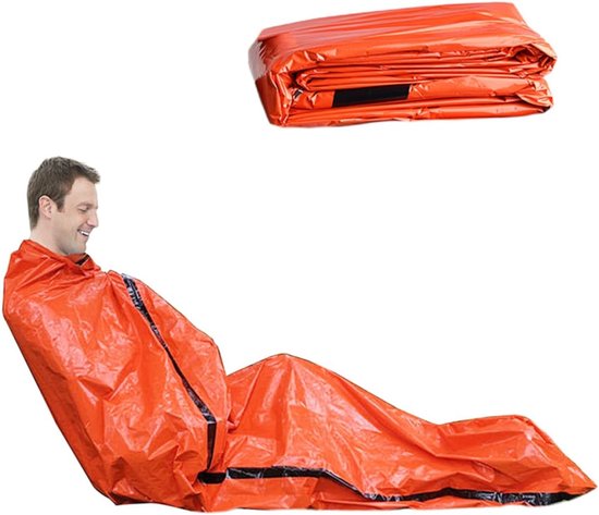 Nood Slaapzak - Bivakzak Overlevingsdeken - Buiten Activiteiten - Houdt Warmte Vast - 153x213cm - Oranje — afbeelding 4