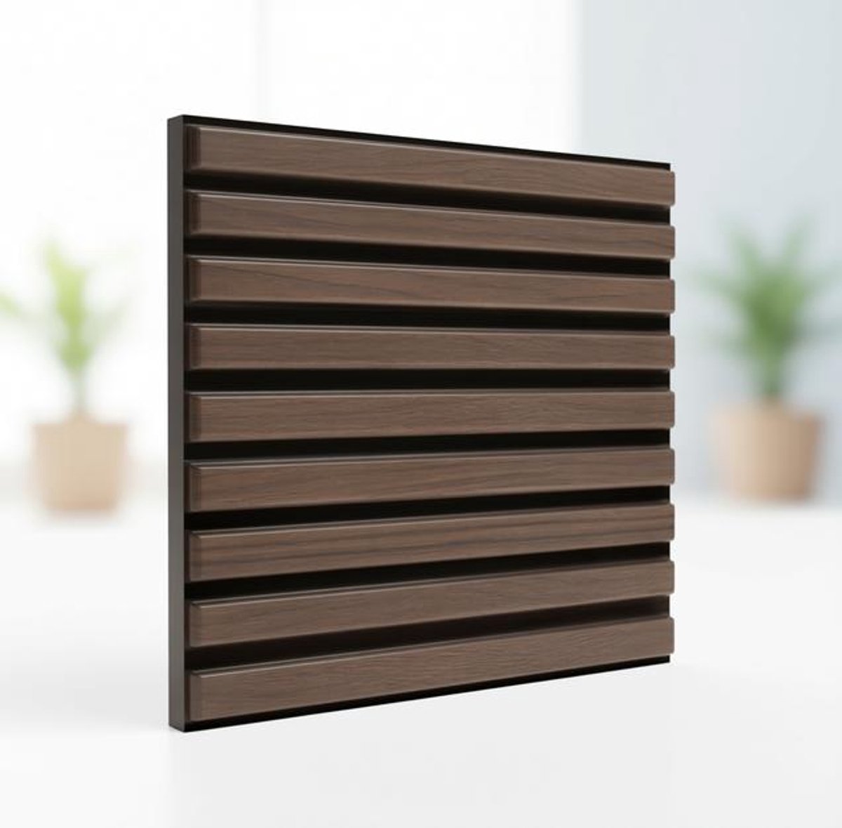 Maison Elara 3D Wandpanelen Met Houteffect - Zelfklevend - 10 Stuks - 30x30 cm - PVC - Donkerbruin - Waterdicht
