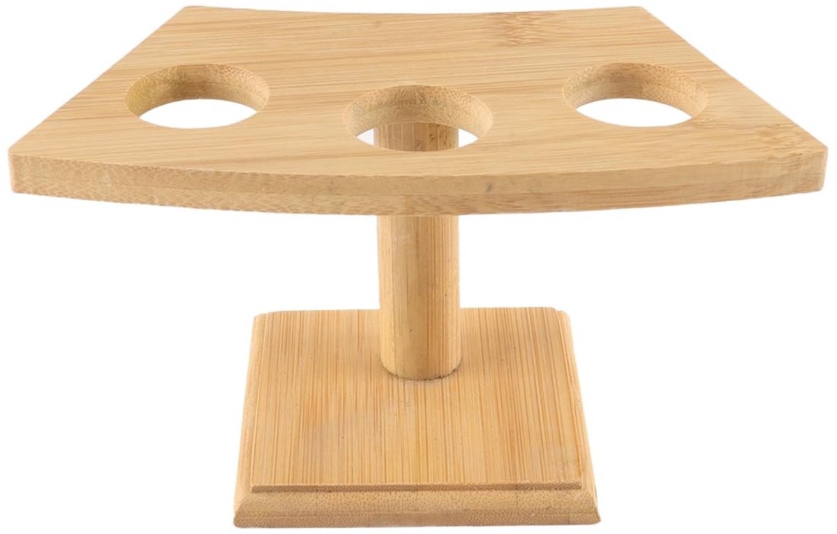 Dailygoods- Voedseldisplaystandaard 3-gats - Bamboe - Duurzaam - Snackrek - Presentatie - Gebogen ontwerp - Snackstandaard