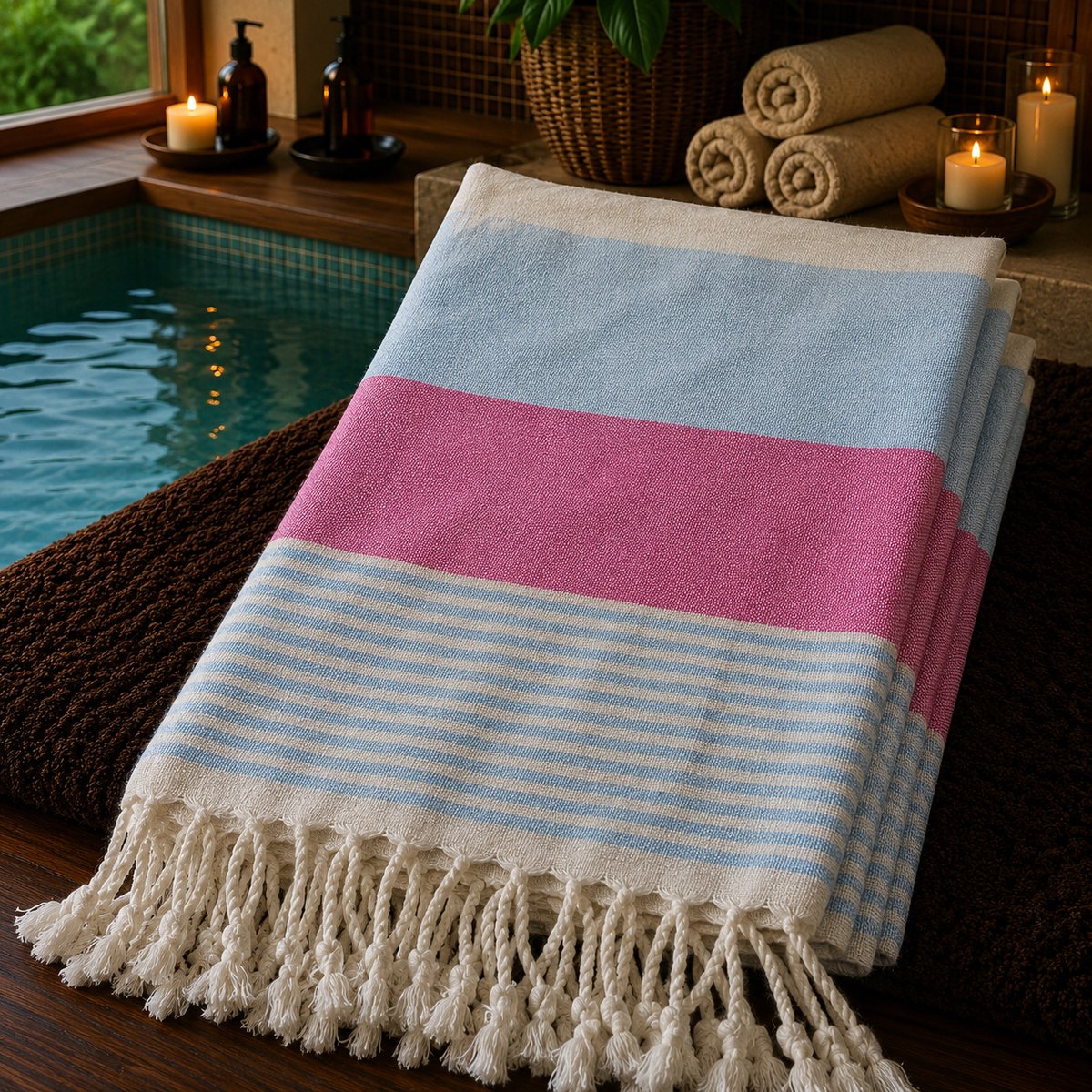 100% Katoenen Colorloop Hamamdoek – Turkse Handdoek & Strandlaken – Voor Sauna, Spa en Wellness