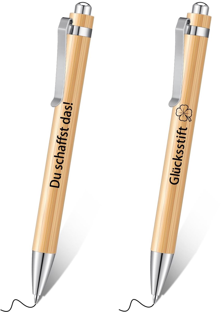 Dailygoods- Balpen Houten - 2 Stuks - Motivatiepennen - Drukbalpen - Citaat - Cadeau voor Afstuderen - Inspirerende Boodschap - Schrijfgerei