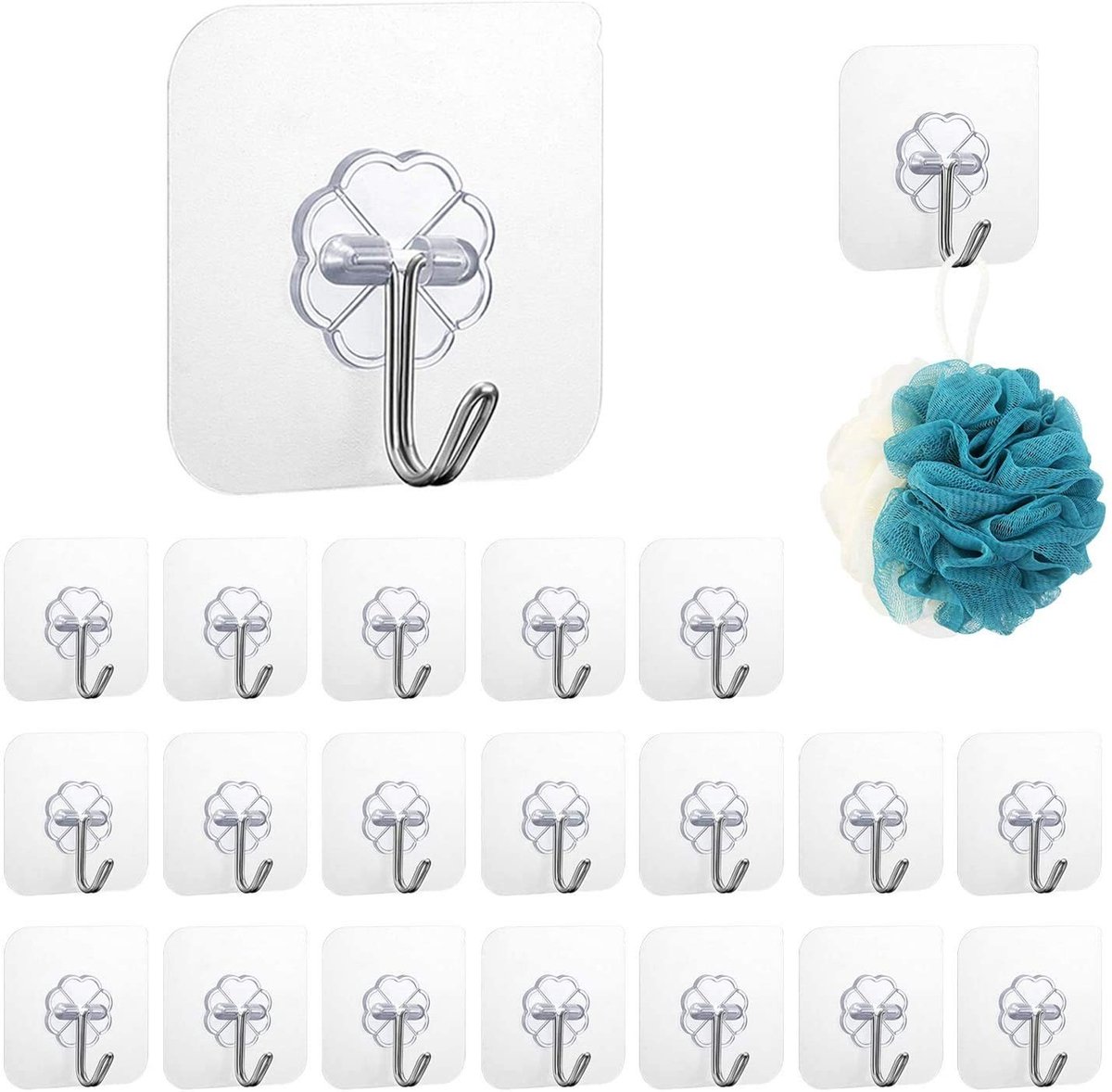 Dailygoody - Zelfklevende Haken - Herbruikbare Wandhaken - Waterdicht en Naadloos - 6x6 cm - Transparante Haken - Geschikt voor Keuken en Badkamer