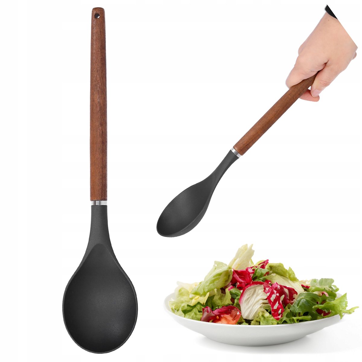 Grote Zwarte Houten Opscheplepel Keuken 32,5 cm