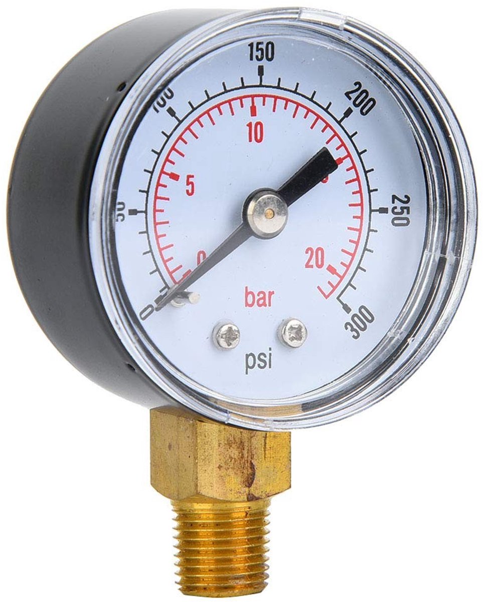 JHUBERS- Manometer Hoge Nauwkeurigheid - 1/8 Inch BSPT - Waterdrukmeter - Drukmeter - Compressoraccessoires - Metalen Behuizing