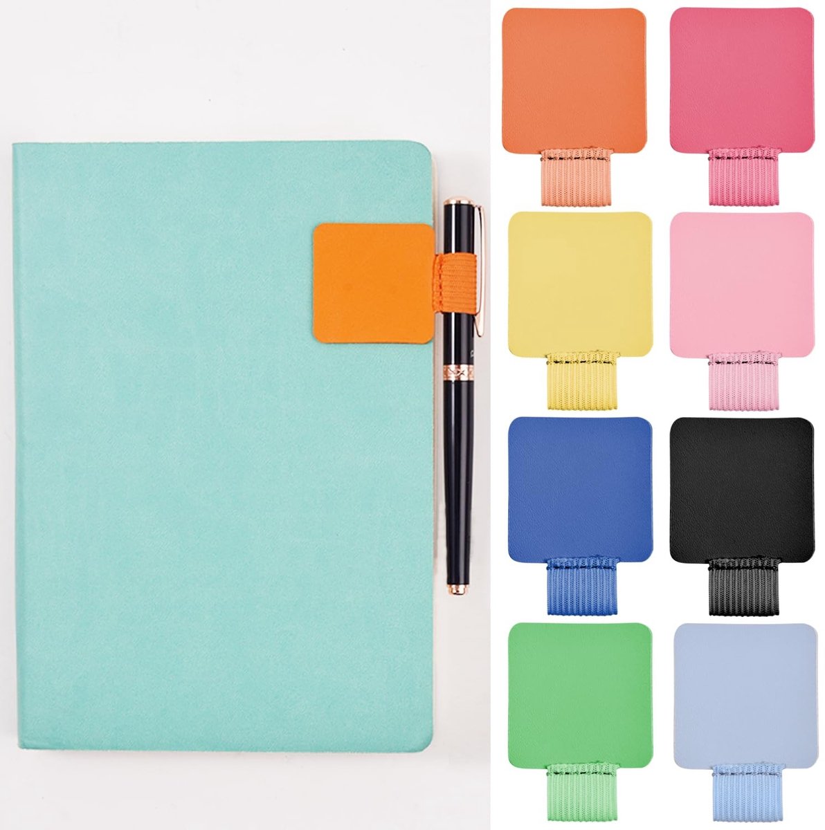 JHUBERS- Penhouder Zelfklevend - 10 Kleuren - Pen Loop - Penring - Geschikt voor Notitieboek - Duurzaam PU Leer - Pennetje