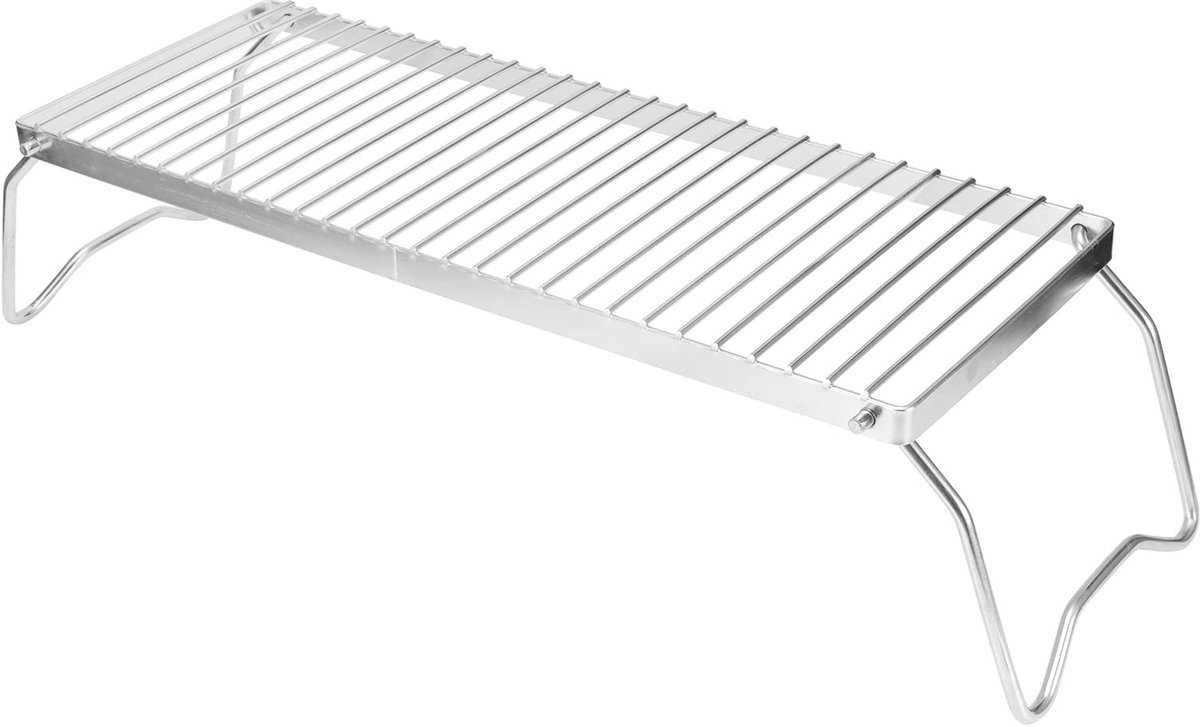ZEYNOMAX- Grillrooster Draagbaar - Roestvrij Staal - Opvouwbaar - Kampvuur Accessoire - Buiten Koken - 44 x 16 cm - Barbecue