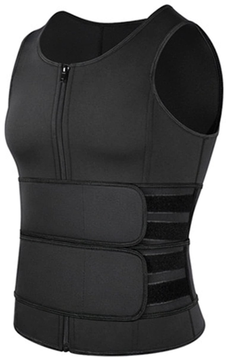 JHUBERS- Saunavest Ademend - Lichaamsvormend Vest - Compressie Vest - Gymfitnessvest - Dubbele Riem - Correcte Lichaamshouding - Compressievest