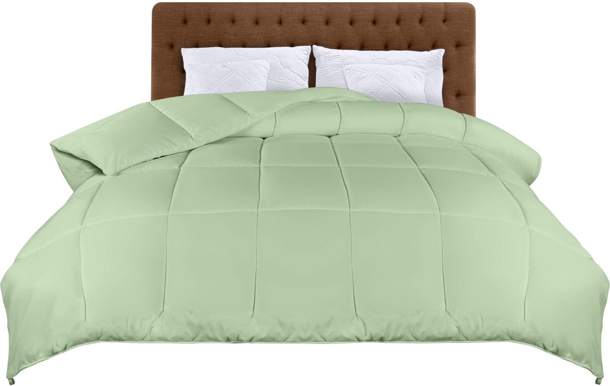 JHUBERS - Lichtgewicht Dekbed - Zomerdekbed - Zacht en Comfortabel - Saliegroen - Gewatteerd met Polyester Vulling - Ideaal voor Volwassenen - 220x...
