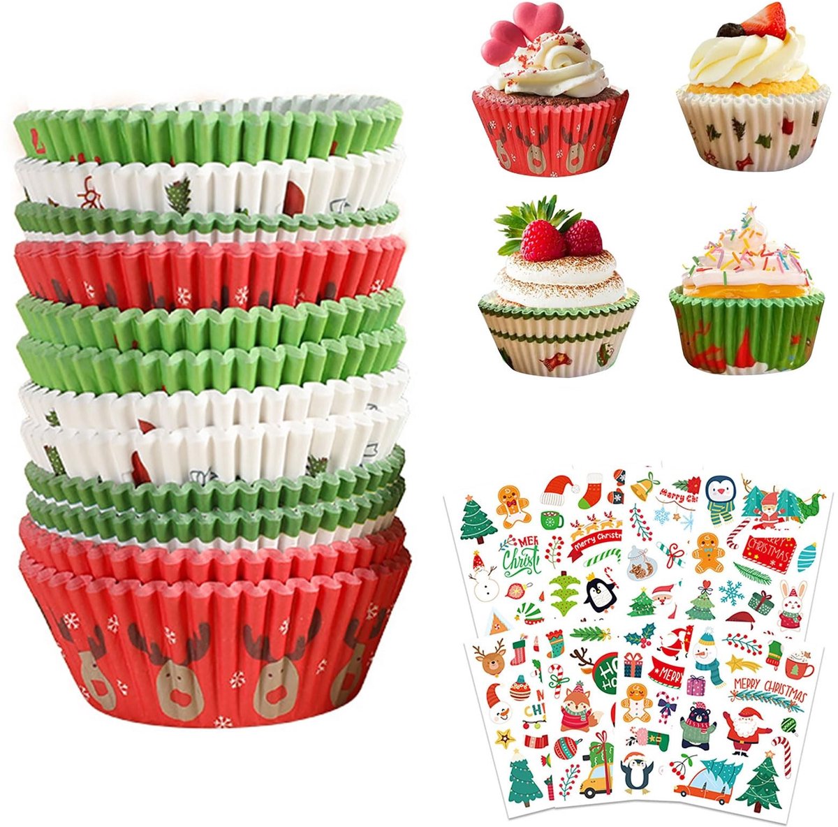 ZEYNOMAX- Cupcakevormpjes 200 stuks - Bakvormpjes - Papieren Bakvormpjes - Muffinvormpjes - Koekjes Uitstekers - Ideaal voor Feestjes