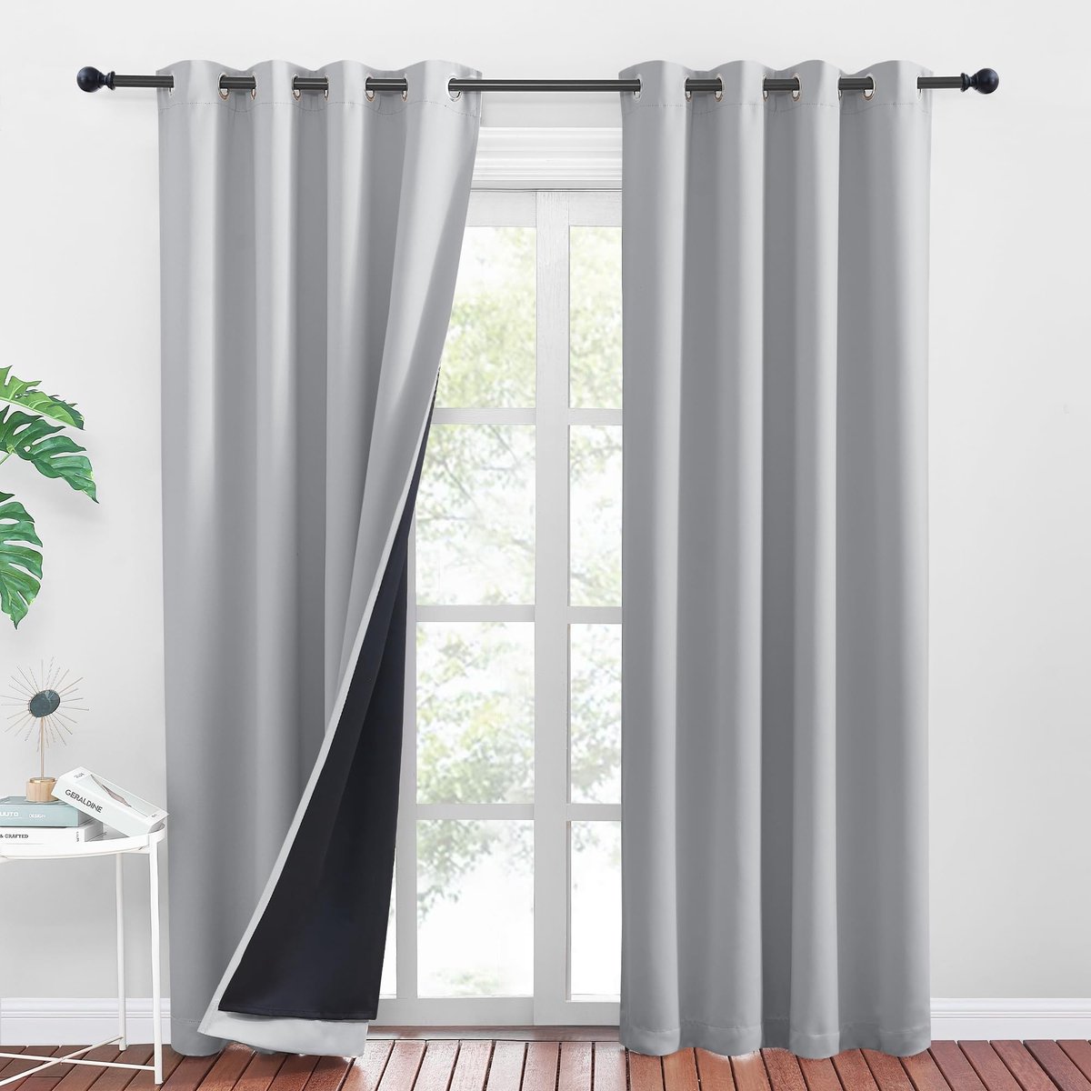 Dailygoods- Gordijnen 100% Verduisterend - Gordijnen Kant en Klaar 2 Stuks - Isolerende Thermische Gordijnen - 140x240cm - Zilvergrijs - Veiligheidswaarschuwing - Verduisteringsgordijnen