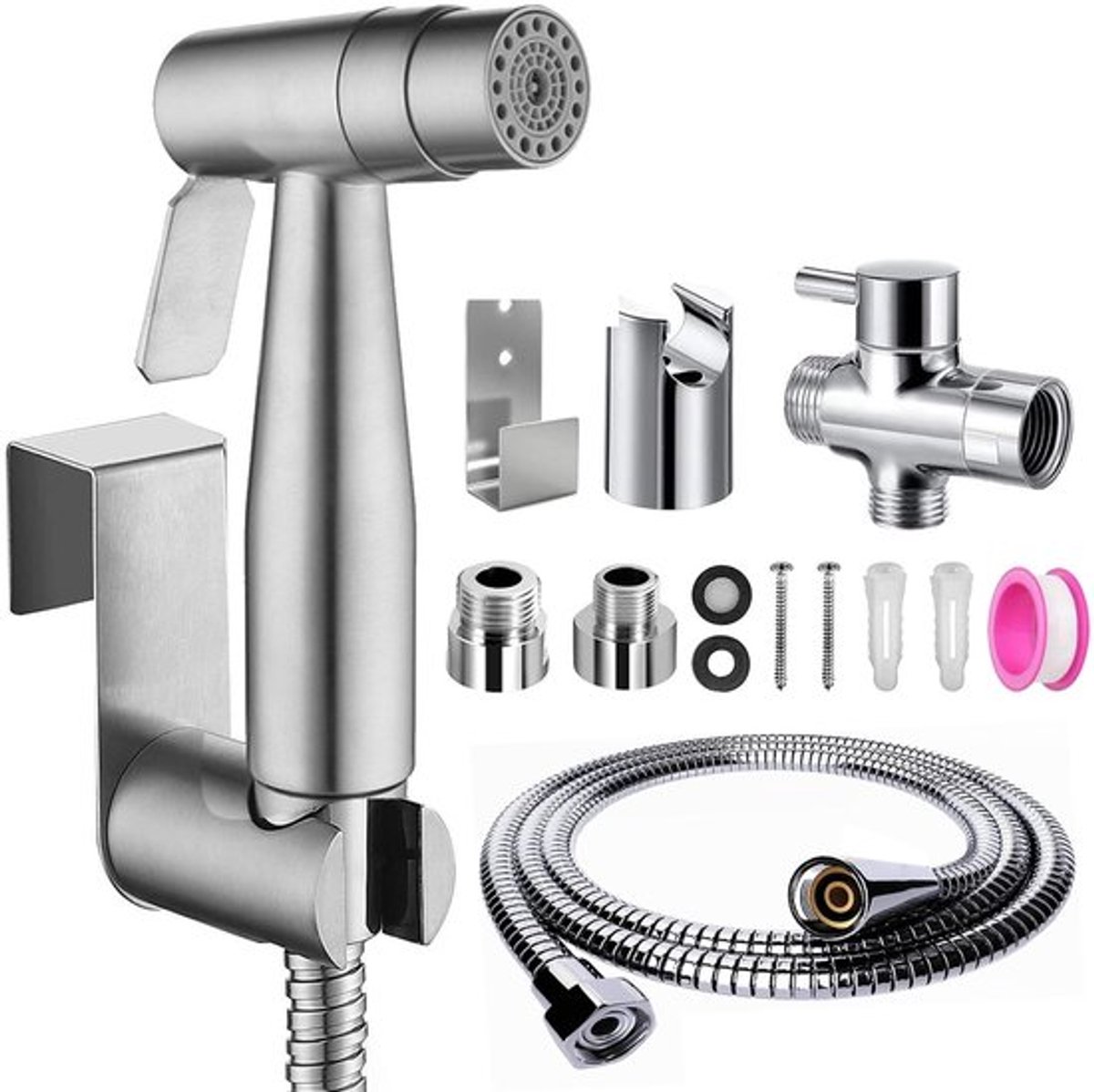 Allecto - Bidet-handdoucheset - Hygiëne - dubbele functie - Zilver