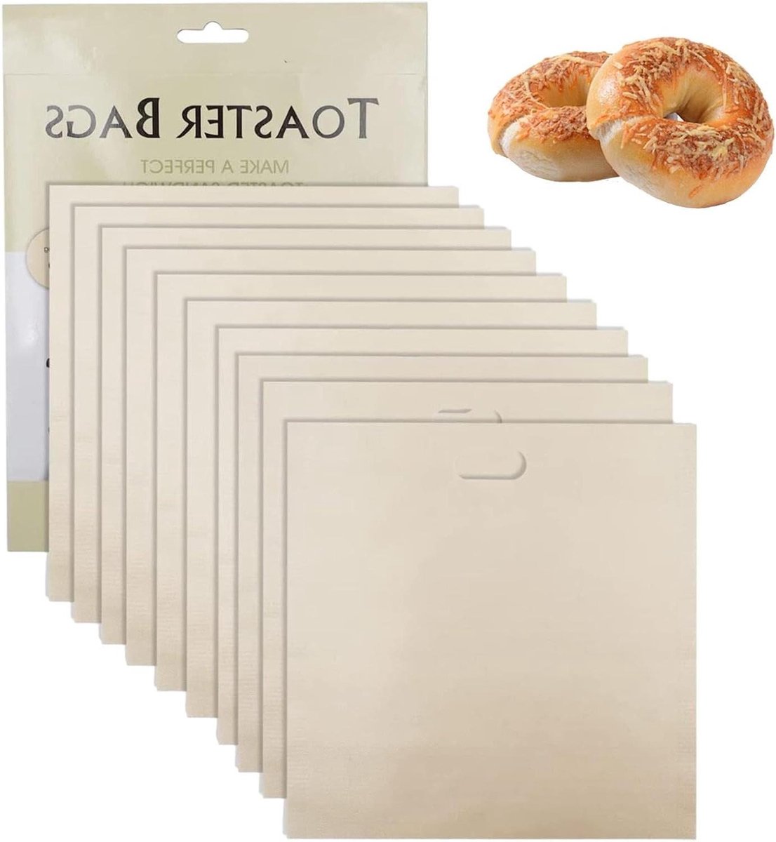 Broodrooster Zakken - Oven Zakken - Snacks Bereiden - Herbruikbaar Hittebestendig - 10 Stuks - Grijs
