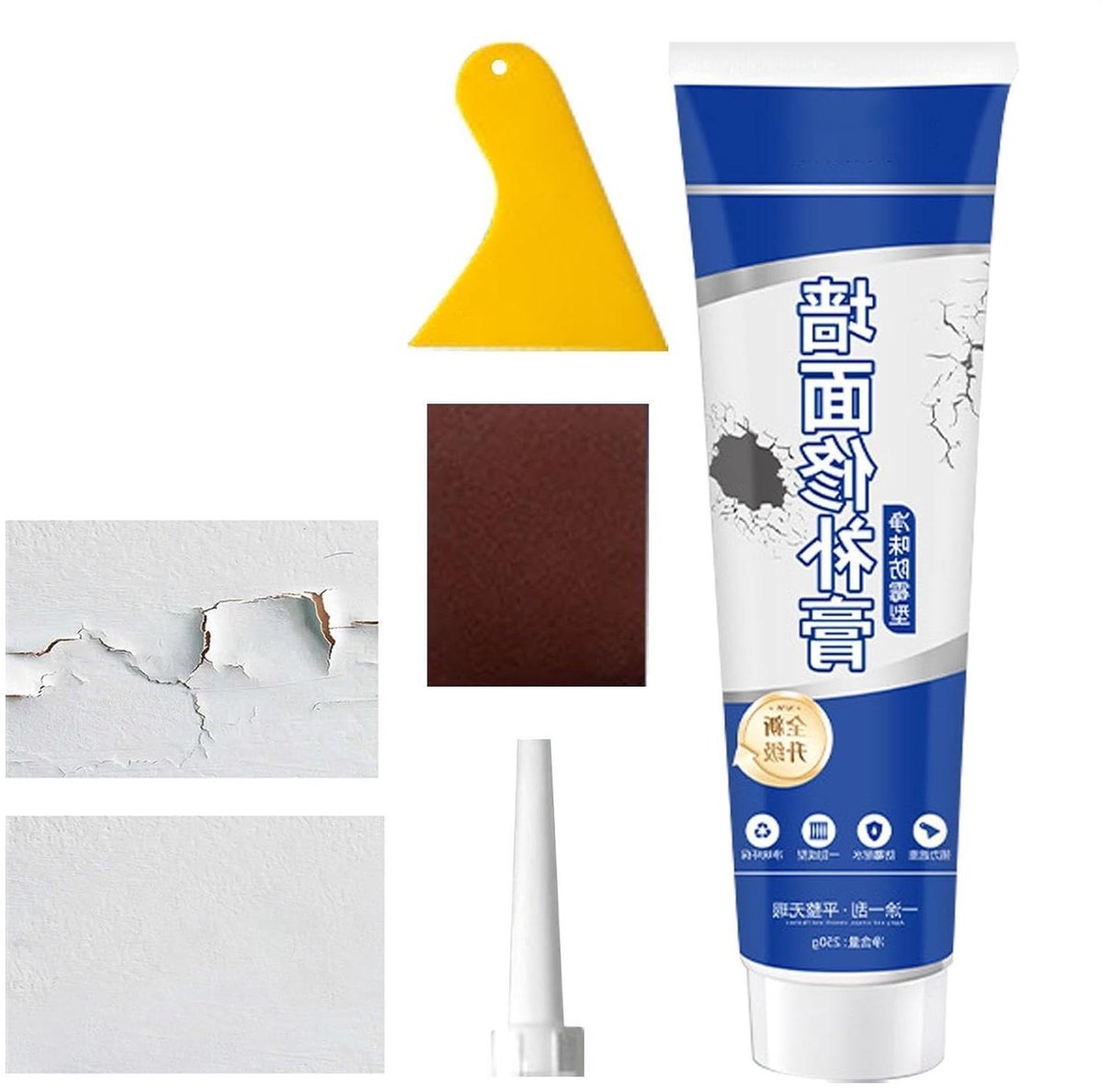 Gipsplaten Pasta - Muurherstel Kit - Wand Gaten Vullen - Geurloze Waterdichte Barrière - 250g - Wit