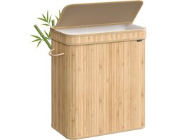 SONGMICS - Wasmand - Wassorteerder - Bamboe - Met Handgrepen - Uitneembare Waszak - 100L