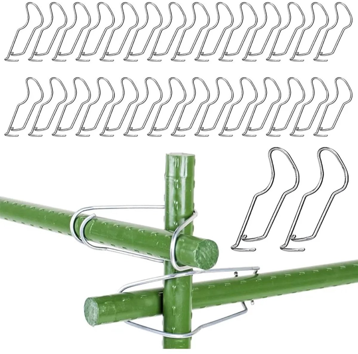 60 clips, verbindingsstukken Geschikt voor plantenrekken, bamboe plantensteunclips, roestvrijstalen verbindingsstukken Geschikt voor groenteplantenrekken