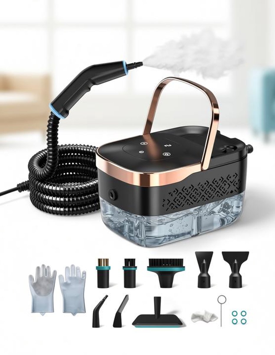 Maison Elara Handstoomreiniger 2500W, 6 Stoomstanden, 1250ml Tank, 8 Accessoires – Draagbare Hogedruk Stoomreiniger voor Keuken, Badkamer en Auto