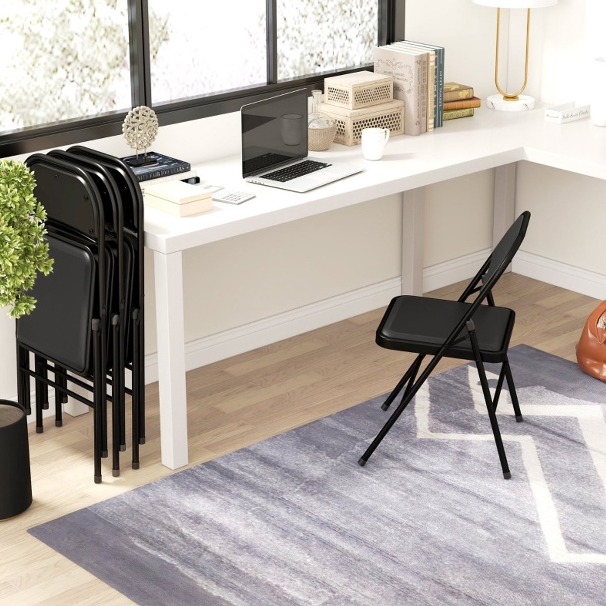 Wishdor 4 inklapstoelen 45 x 46 x 78 cm opvouwbaar zwart