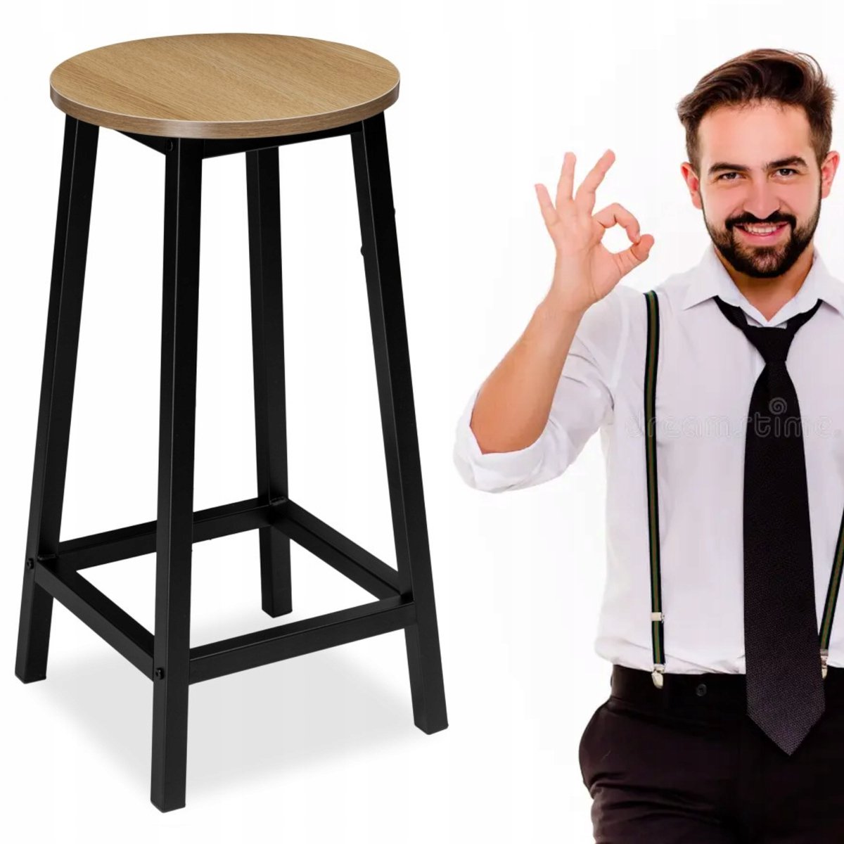 Houten Bar Kruk Metaal - Stijlvol & Robuust - Jaspi D'r