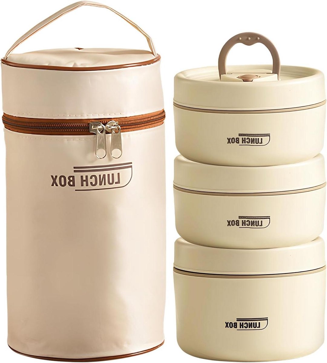 Thermo Lunchbox - Maaltijd Container - Warm Eten - Vacuüm Isolatie - 3 Delige Set - A