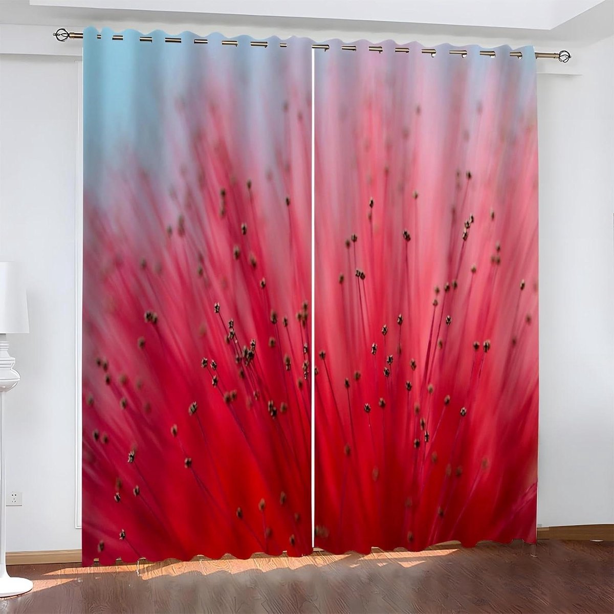 Verduisterende Gordijnen - Bloemengordijnen Set - Privacy Creëren - Drievoudige Weeftechniek - 140 x 175 cm - Rood
