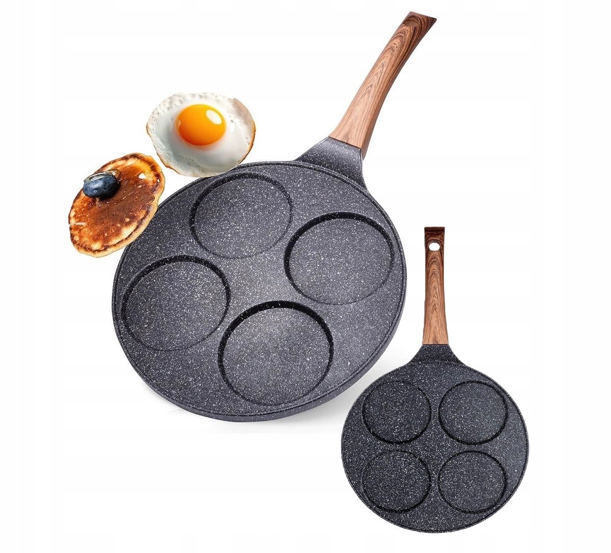 Koekenpan met 4 gaten voor eieren en pannenkoeken, 26cm, inductie