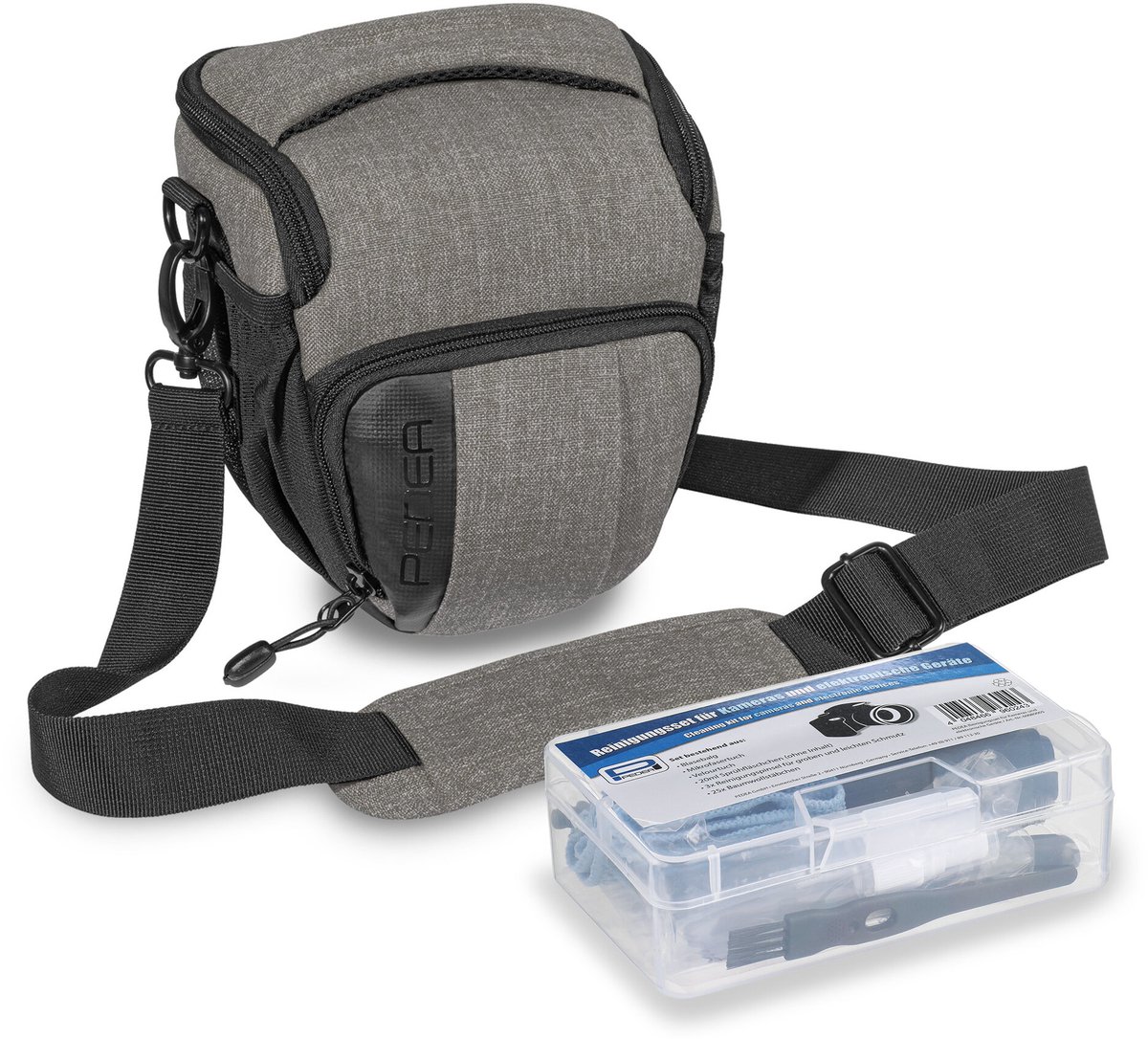 PEDEA Fashion Pro (Light) Grey - Camera Holster Tas Medium + Reinigingsset