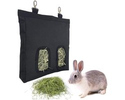 Dailygoods - Hay Feeder Bag - Hooivoederopslag - Hangende feeder voor huisdieren - Zwart - Geschikt voor konijnen en cavia's - Ideaal voor binnen en b...