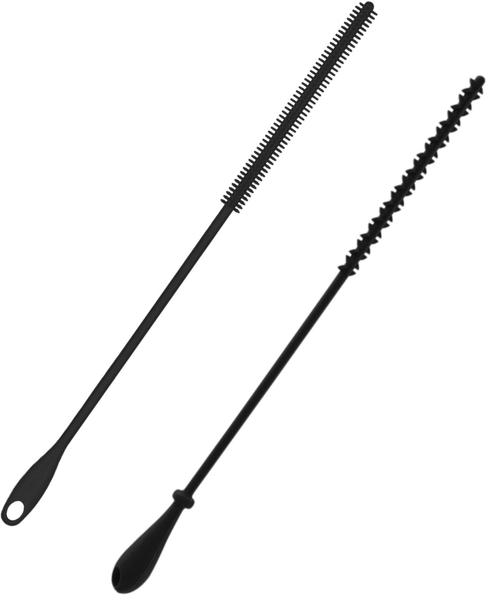 Dailygoods- Rietjesborstel 24 cm - Siliconen Reinigingsborstel - Herbruikbare Rietjesborstel - Buigzame Kierenreinigingsborstel - 2 Stijlen - 2 Stuks