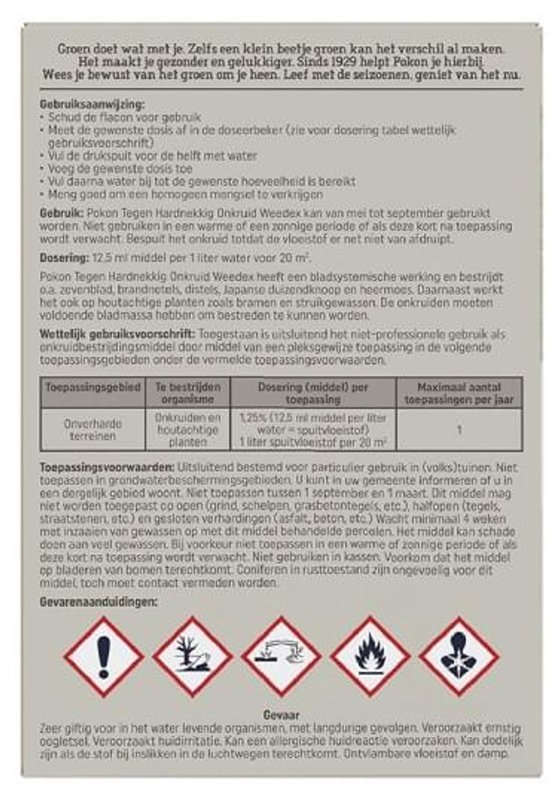 Pokon tegen Hardnekkig Onkruid Concentraat - 100ml - Goed voor 160m2 - 12,5ml per 1l water van Merkloos	 — afbeelding 5