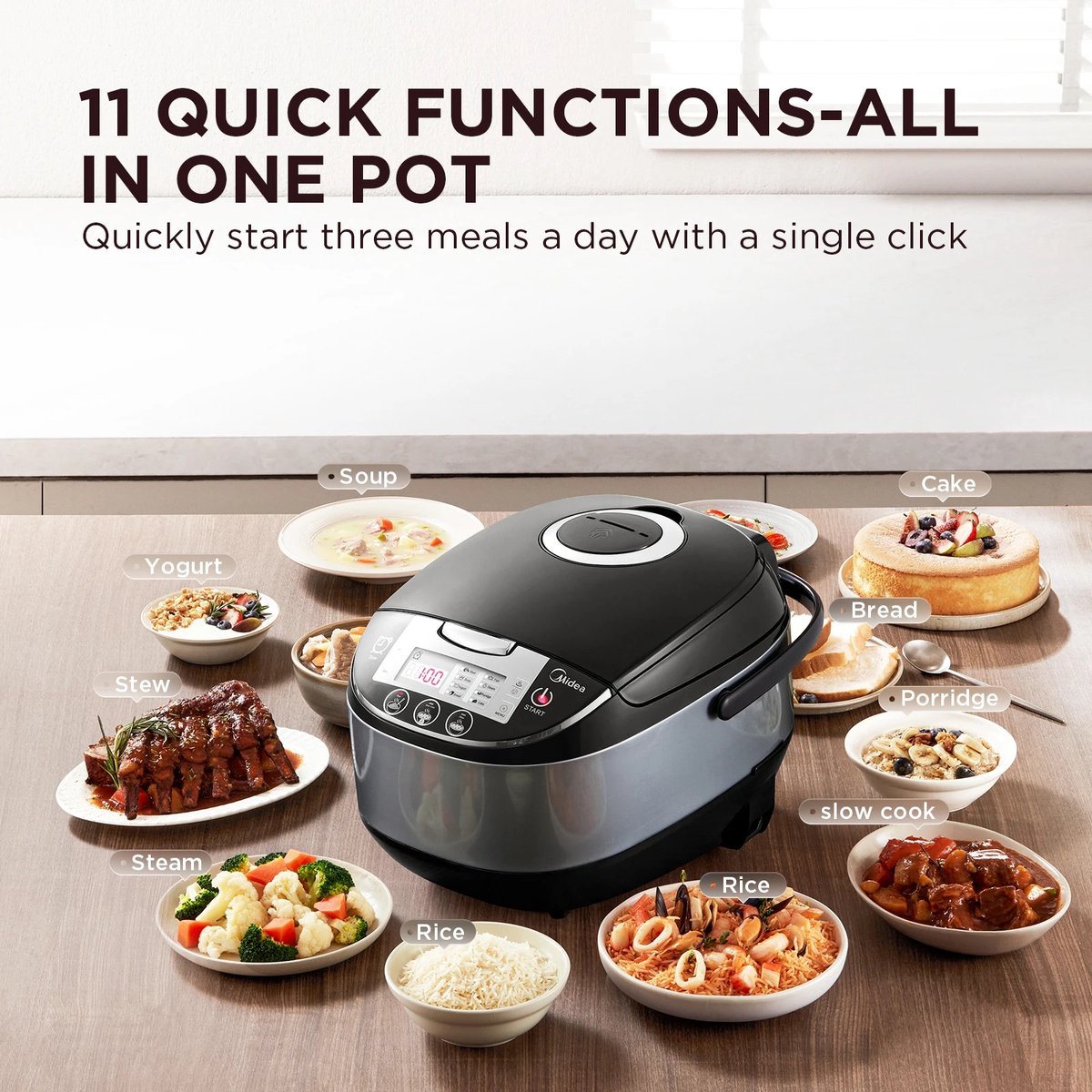 Hutjemutje - rijstkoker - ricecooker - slowcooker - multicooker - met stomer- 5L - 36.8 x 28.8 x 24.3 cm - voor 5-6 personen – foto 3