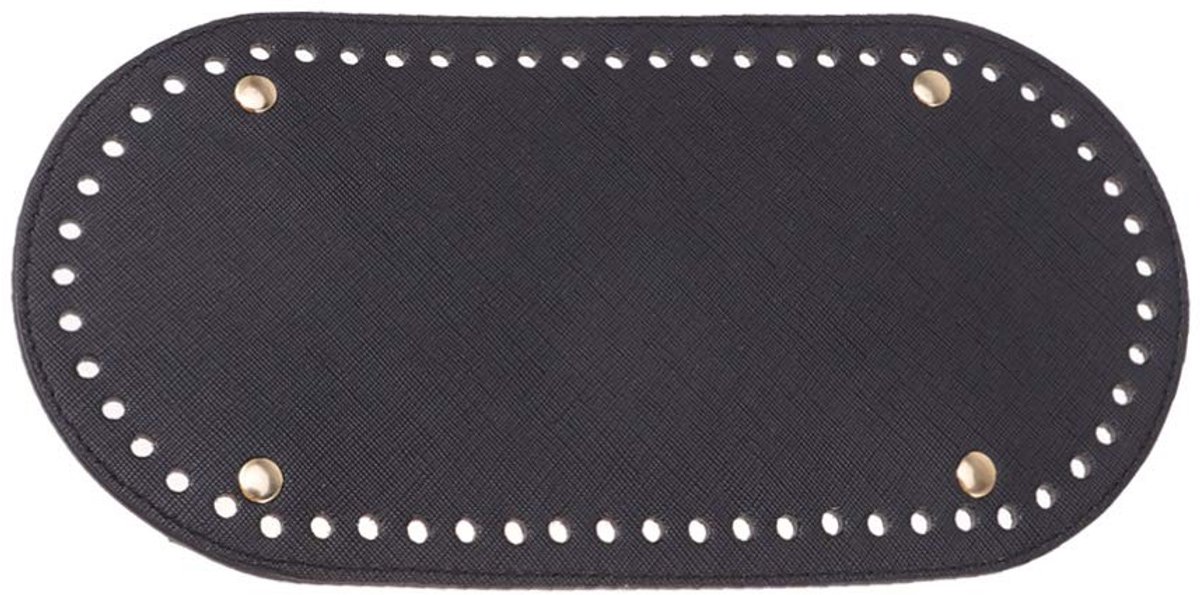 Dailygoods- Handgeweven Tas - Ovale Tassenbodem - Duurzaam PU - Kussen - Kleur: Zwart - Afmetingen: 22 x 10 cm - Tasbodem