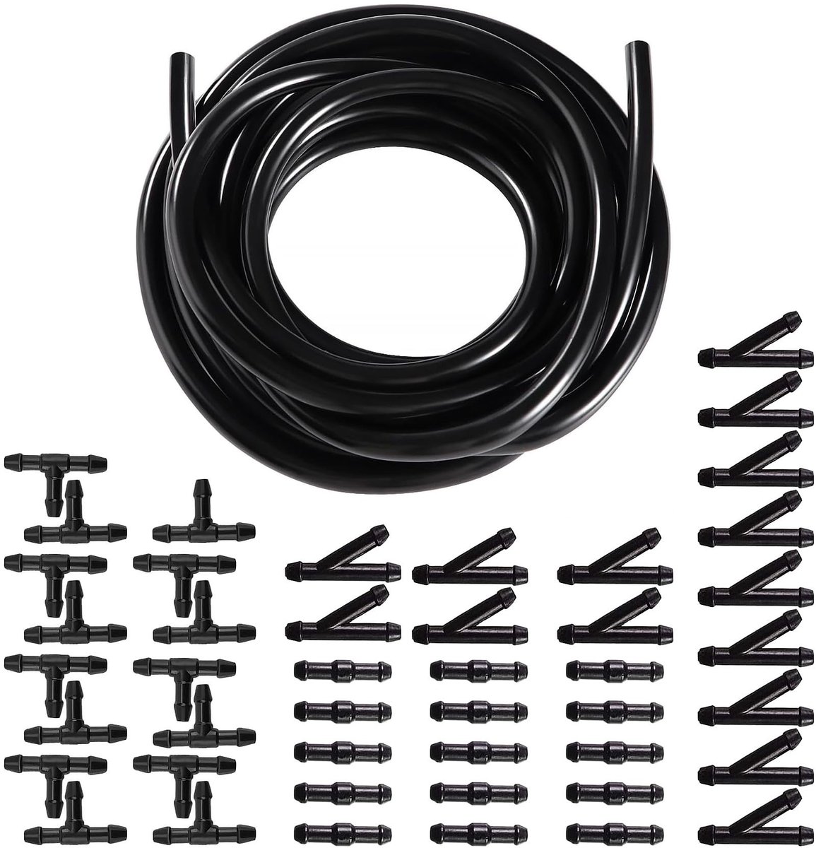 Dailygoods- Ruitensproeierslang 4 meter - Reparatieset - Autoslang - Isolatieslang - Universele installatie - 45-delige slangverbinders - Wasslang