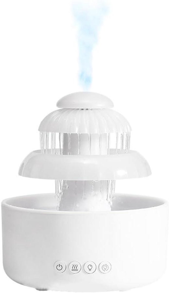 Luchtbevochtiger Regenwolk - Mistmaker Nachtlamp - Droge Lucht Bestrijden - Gekleurd LED Licht - 600 ml Capaciteit - Wit