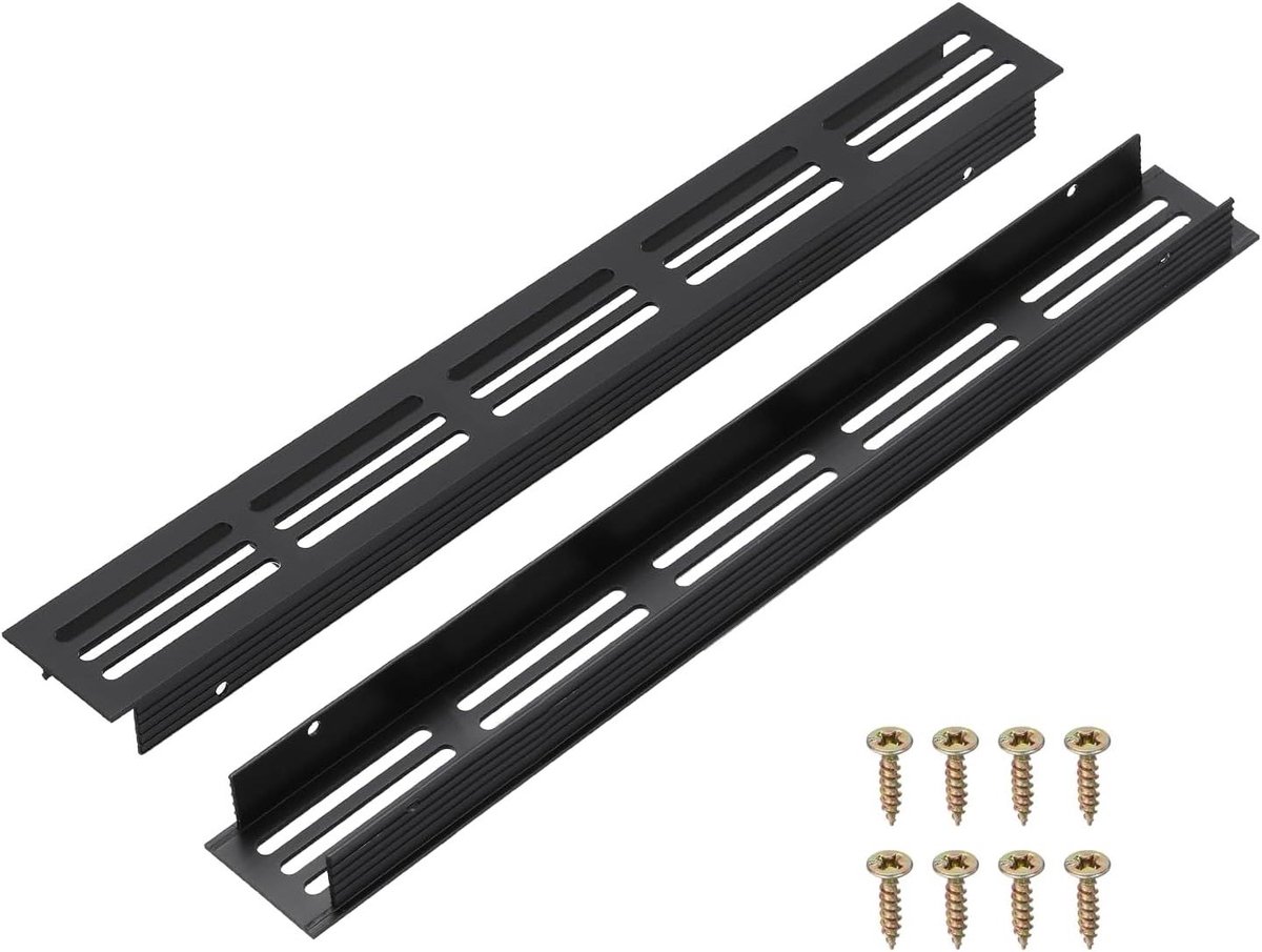 Ventilatierooster Set - Louvered Vent - Meubel Ventilatie - Aluminium Legering - 25 cm Lengte - Zwart