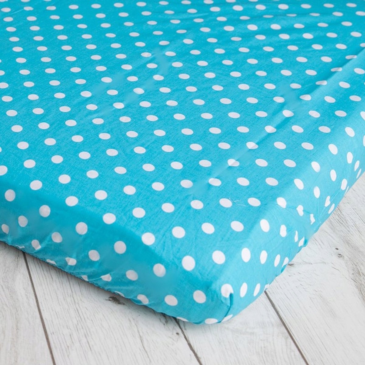 Kerl Kinderbedlaken 50x83cm Katoen met Elastiek - Blauw met Witte Stippen