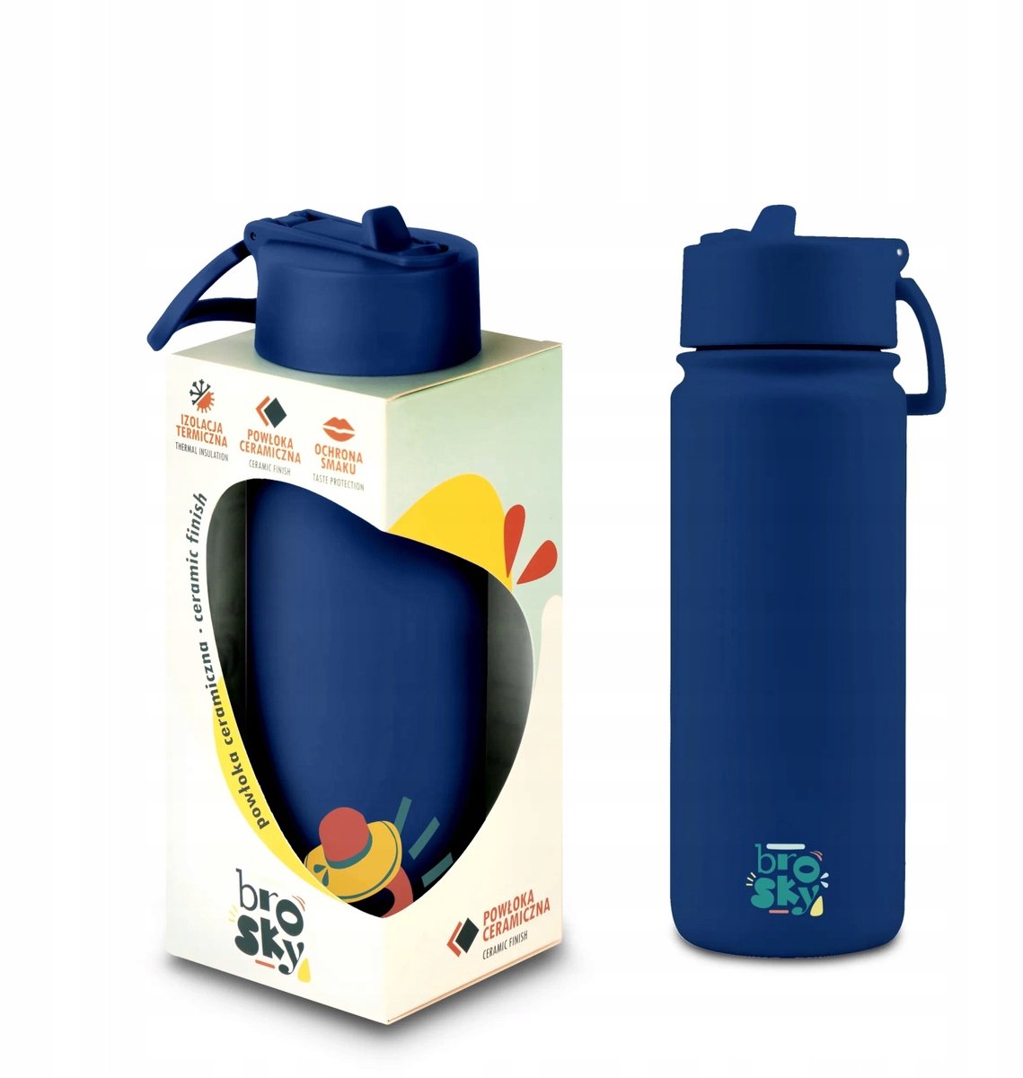 Brosky O. Donkerblauwe Thermosfles RVS 550ml met Keramische Coating