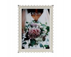 Fotovenster 13x18 cm, metaal, kristal, wit