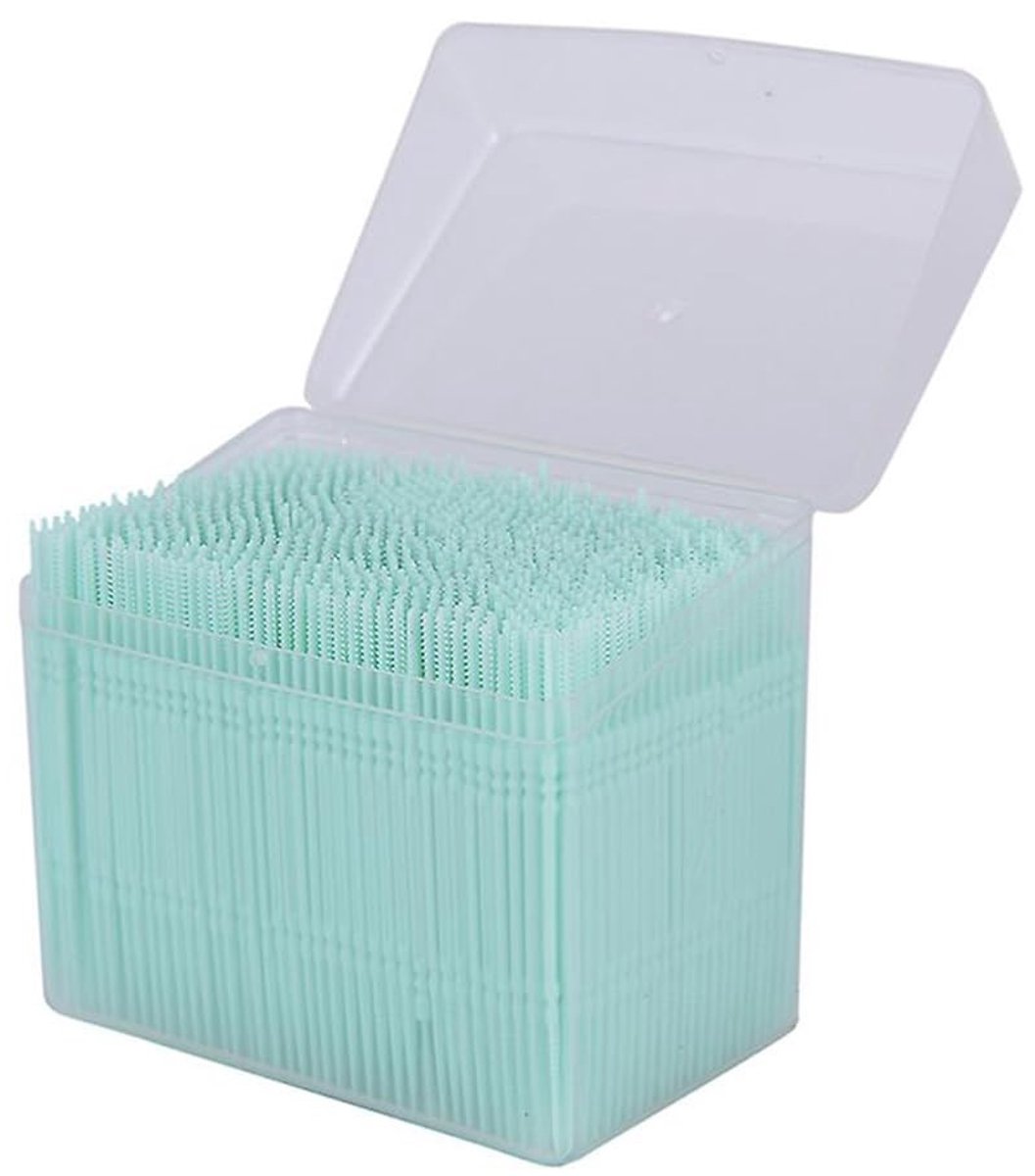 Dailygoods- Tandenstoker 1100 Stuks - Dubbelkopontwerp - Interdentale Tandenreiniging - Voedselkwaliteit PPL - Zacht & Flexibel - Draagbare Houder - Flosdraad