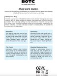 Pagina met onderhoudsinstructies voor een BOTC vloerkleed.