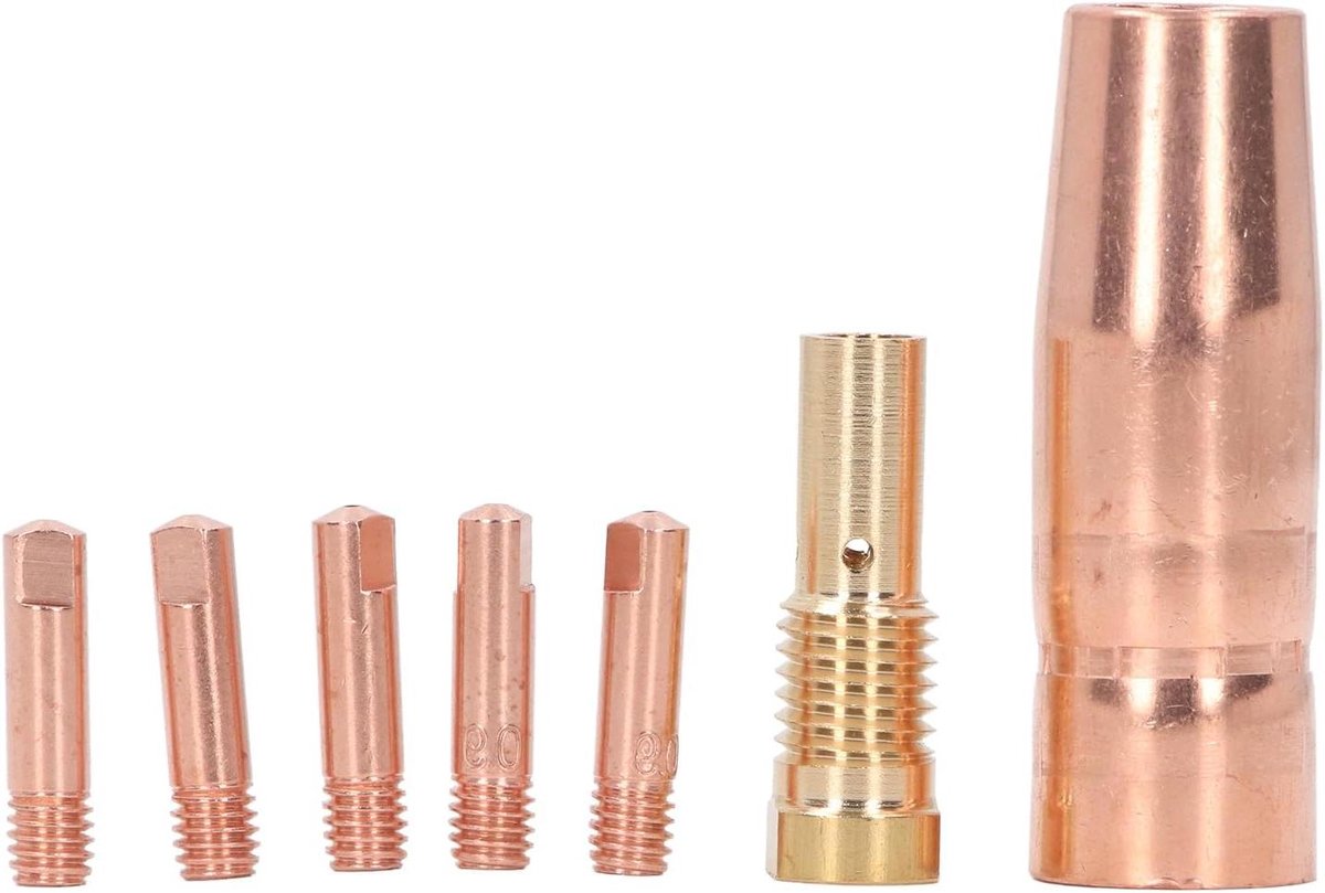 MIG laspistool accessoire - Flux gasloos - Precisie lassen - Messing geleidende tips - 09 mm - Goudkleurig