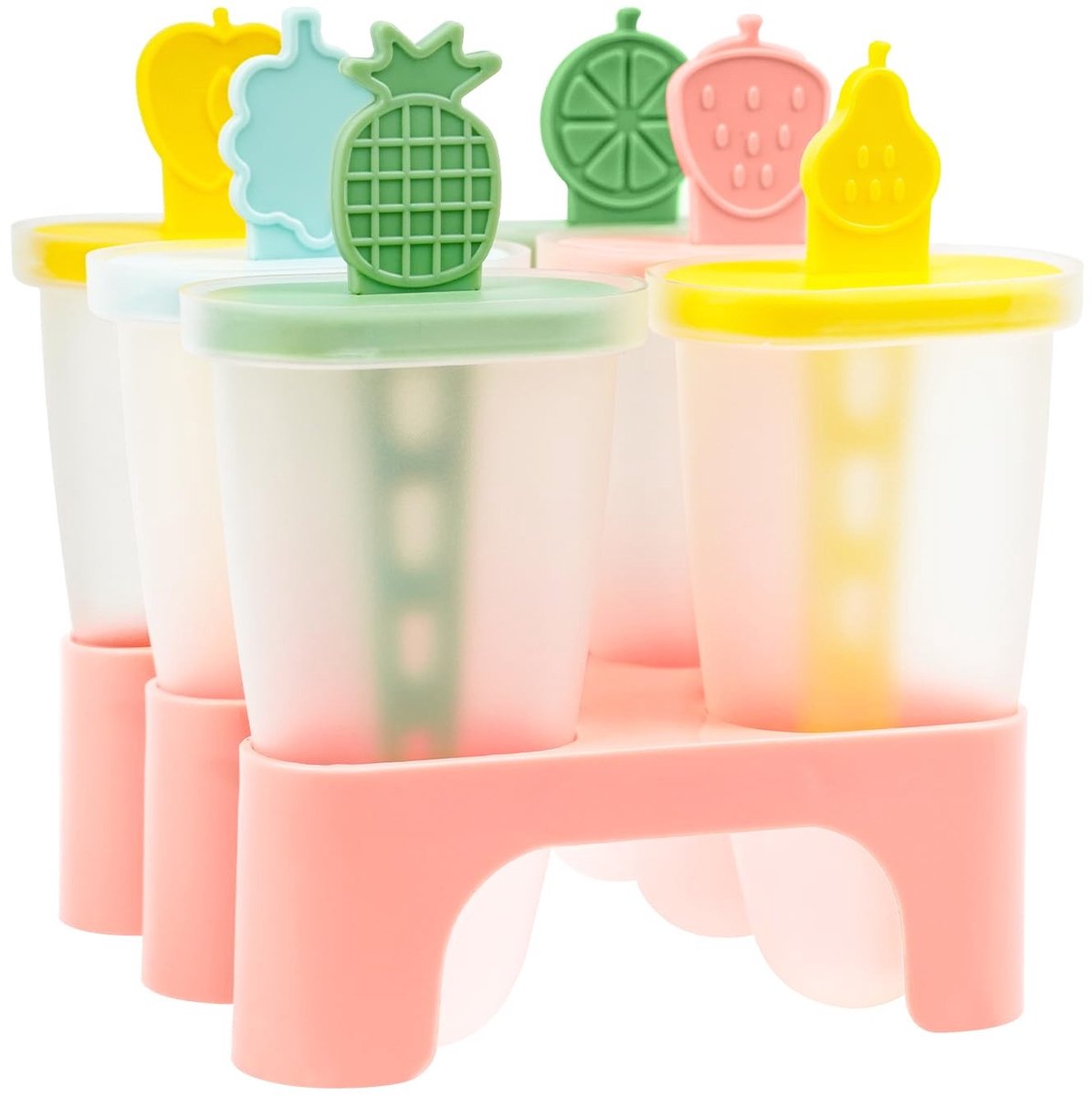 Dailygoods - Ijsvormen - Ijslollyvormen - BPA-vrij voor kinderen - Roze - Doe-het-zelf ideeën - Perfect voor warme dagen - Inclusief stokjes en druppe...