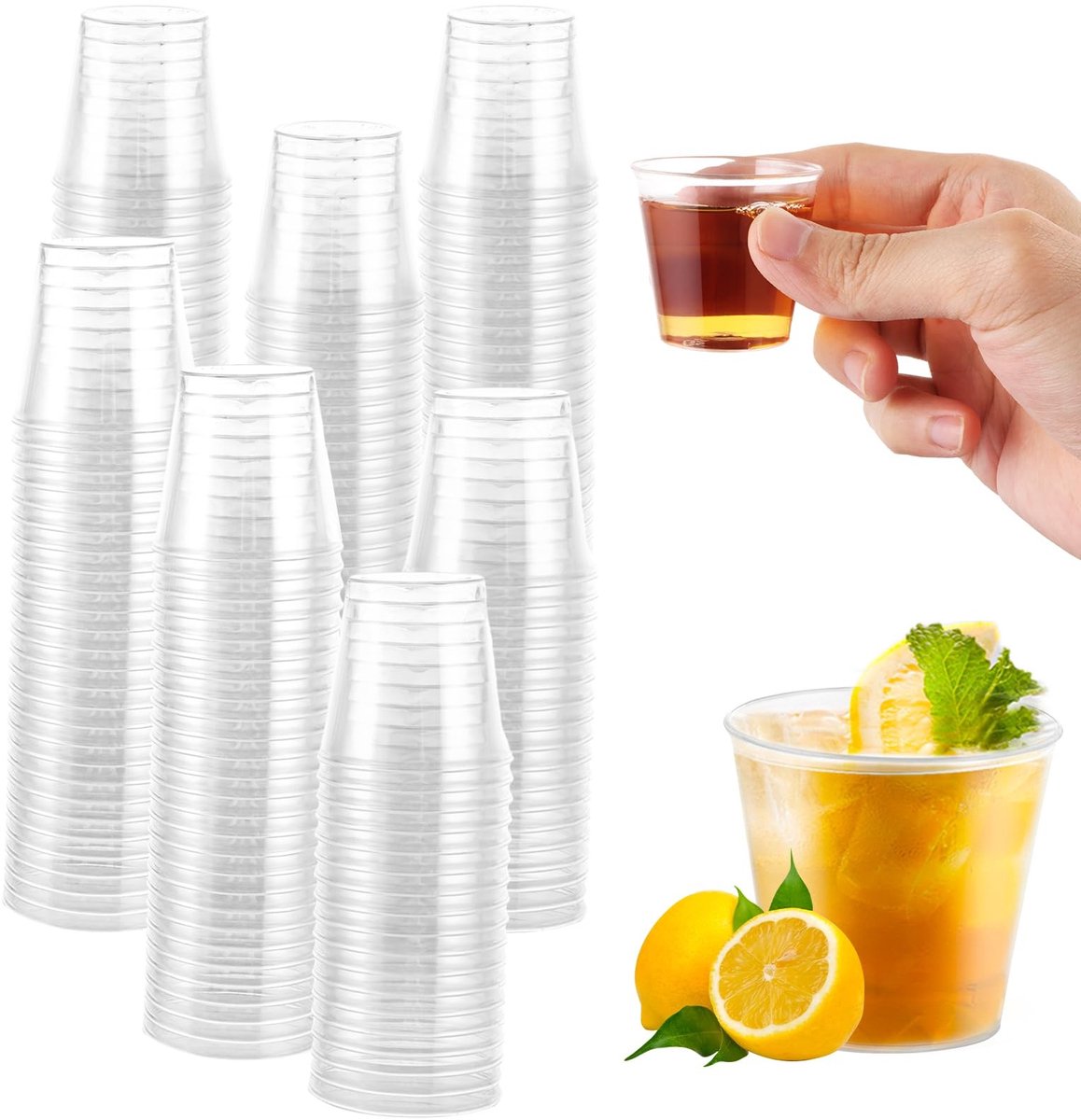 Dailygoods- Borrelglaasjes 500 stuks - Herbruikbare Plastic Bekers - 30 ml Inhoud - Stabiel en Duurzaam - Feestaccessoires - Hoogwaardig Kunststof - Shotglazen