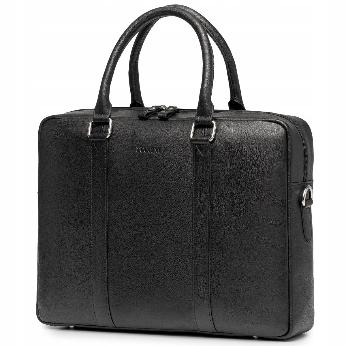 PUCCINI Leren Aktetas voor Laptop 15,6'' Zwart CO7325-1
