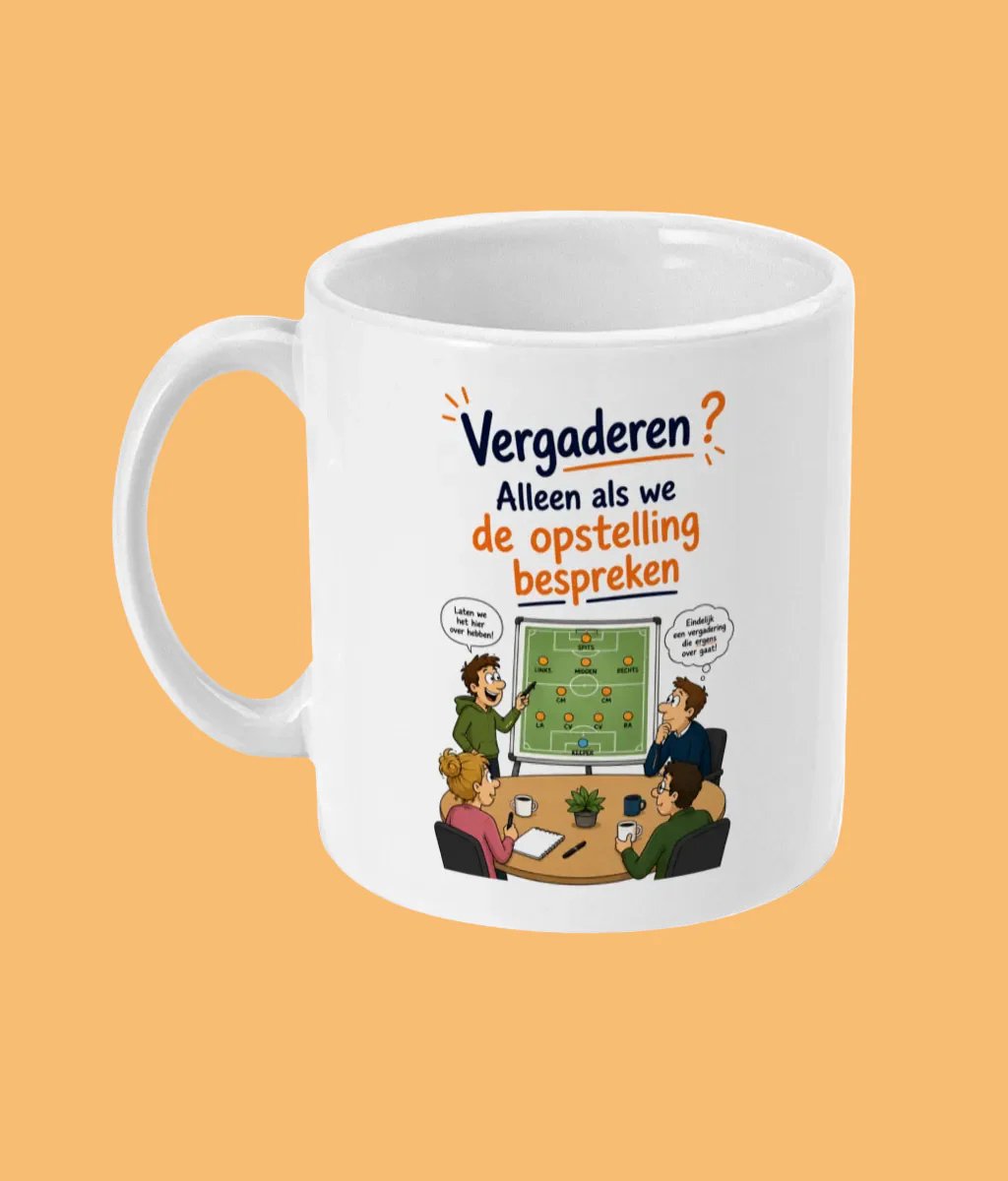 Mokster WK Mok Alleen Vergaderen over de Opstelling – Grappige Oranje Supporter Mok – Nederlands Elftal Cadeau – Voetbal Kantoorhumor Mok – Keramische Koffiemok 325 ml