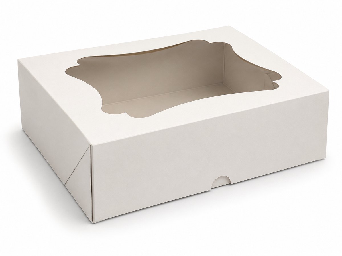 Kartonnen cupcakedozen - 25 stuks - 20x16,5x6cm - wit - cupcakedoos met venster