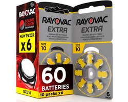 Rayovac Extra Advanced 10 Hoorbatterijen PR70 Geel – 60 Stuks