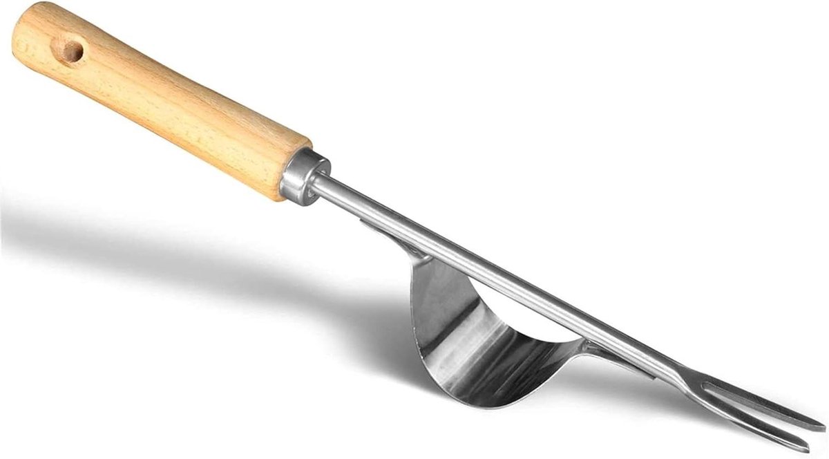 Handgereedschap Tuin - Onkruidsteker - Onkruid Verwijderen - Ergonomisch Houten Handvat - 30 cm Breed - Metaalkleur