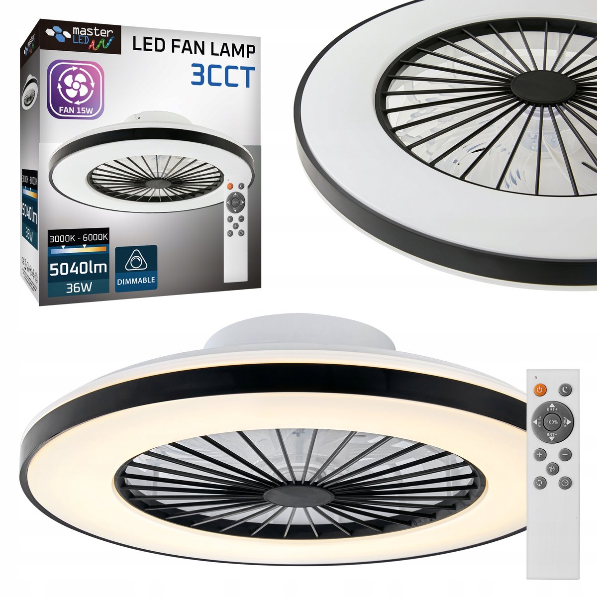 Moderne LED Plafondlamp met Ventilator 50cm Zwart - Dimbaar & Kleurinstelling