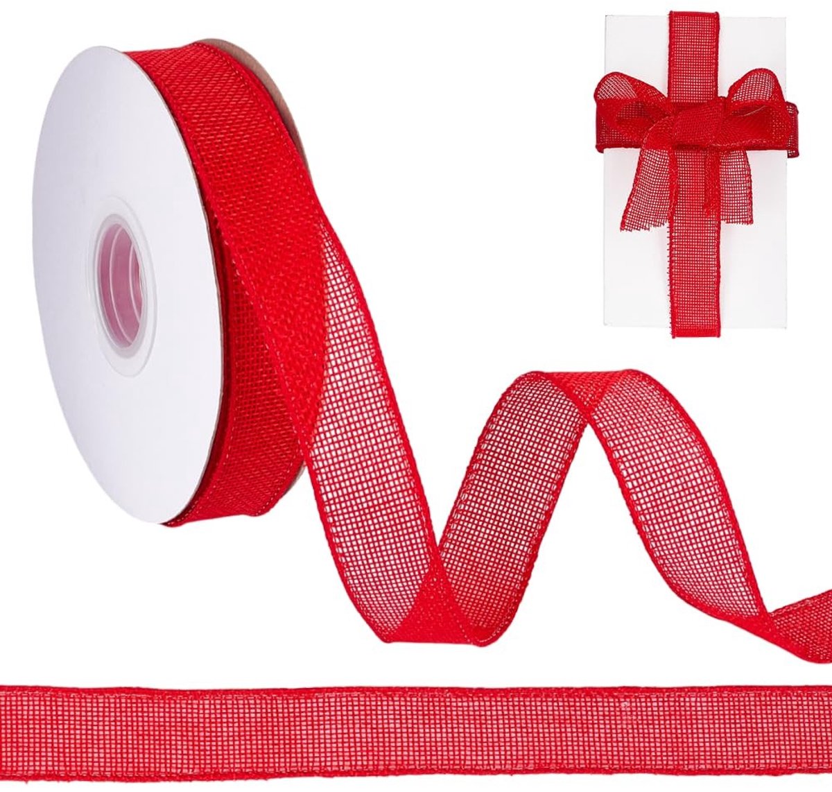 Dailygoods- Jute Draadband 19,9 Yards - Cadeaulint - Kerstknutselband - Decoratie - Bruiloft - 3,5 cm Breedte